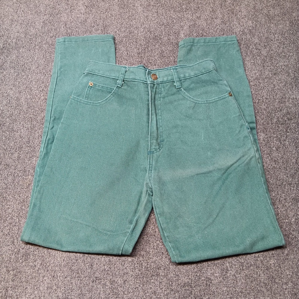 Vintage MDM Designs Jeans Women 3‎ Green Regular Fit Straight Leg High Rise